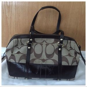 Brown and Khaki Signature Coach Handbag
